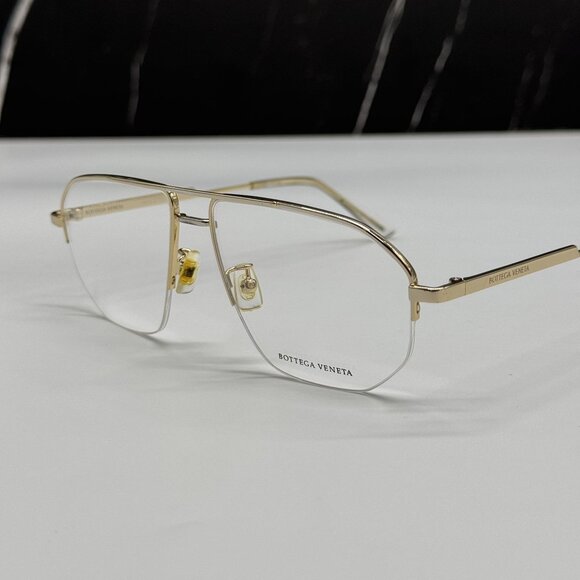 NEW BOTTEGA VENETA BV1109O 002 GOLD AVIATOR UNISEX EYEGLASSES - Picture 7 of 10